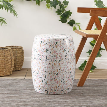 Chiara 17.5" Terrazzo Ceramic Garden Stool - JONATHAN Y